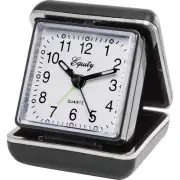 Black Folding Travel Alarm Clock Classic Analog Design with Luminous Hands