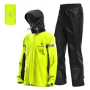 Men Motorcycle Rain Suit Outdoor Reflective Waterproof Rain Jacket and Pants Rain Gear for Bike Ridi Yellow M