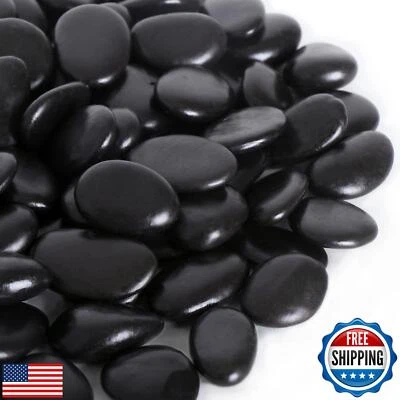 Calofulston 15LB Black Rock, Small River Stones Pebbles for Plants, Vases, La