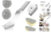 Soap Dispensing Dish Brush, Soap Control Dishwand with 2 Sponge Heads 2