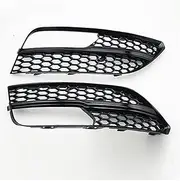 2PCS Car Front Fog Light Grille Cover Honeycomb Fog Lamp Grill Compatible For Audi A3 Hatchback 2013 2014 2015 2016 Car Accessories(Glossy Black)