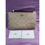 [正貨］COACH 經典款 大 手拿包 零錢包 香草色 淺咖 F58695