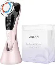ANLAN Hot and Cold Facial Beauty Device EMS Hot and Cold Care LED Light 8 in 1 Facial Device Eye Mouth Care Lift Ion Pores Facial Beauty Device for Home Use (Pink + 150 Cotton Sheets)