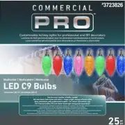 GEMMY Commercial Pro 25 Ct C9 Multicolor LED Christmas String Light Bulbs E17