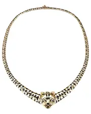 Rachel Glauber 14K Plated CZ Leopard Head Necklace