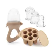 Baby Fruit Feeder Teether Pacifier with Baby Food Freezer Tray Set Silicone Free