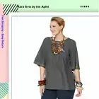 Rara Avis by Iris Apfel Embroidered Denim Top in Grey, size 6