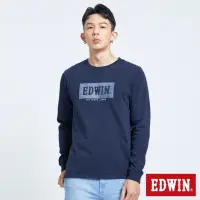 在飛比找momo購物網優惠-【EDWIN】男裝 人氣復刻款 丹寧LOGO長袖T恤(丈青色