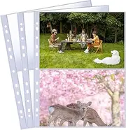 Xiciki 30 Pack 60 Pockets Photocard Sleeves, A4 Sleeves Clear Photocard Binder, 2 Pocket Binder for Postcard Albums for A4 2/3/4 Ring Binder, Photo Card Binder, Side Loading Photo Album Refill Pages