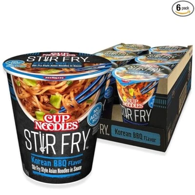 "Cup Noodles Stir Fry Korean BBQ Flavor – Saucy, Savory Noodles, 2.89 oz (6-Pack