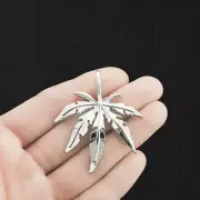 Weed Leaf Antique Silver Tone Charm - SC3696