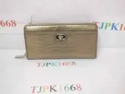 NWT COACH~Pewter~Campbell Turnlock Leather Accordion Zip Wallet F50073