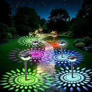 2/4 Pcs Outdoor Solar Panthway Lights Garden Landscape Decor Lights Waterproof Garden Trail Projection Lights 2 Modes Lighting for Villa Yard Terrace Garage P