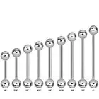 PAIR 16G 14G Surgical Steel Tongue Ring Nipple Ring Barbell with 5mm Ball