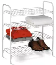4 Tier Metal Shoe Rack Storage Organizer Shelf Towel Closet Shelves Stackable
