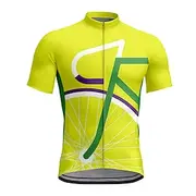 Men's Cycling Jersey Short Sleeve Bike Jersey Top with 3 Rear Pockets UV Resistant Breathable Quick Dry Front Zipper Yellow Sports Clothing Apparel