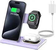 KARTICE Wireless Charger,3 in 1 Folding Fast Wireless Charging Station for iPhone 16 15 14 13 12 Pro Max, Apple Charging Station with Night Light for Apple Watch 10 Ultra2 9 8 Se 7 6 5 AirPods 4