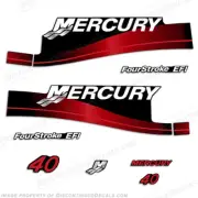 Fits Mercury 40hp 4-Stroke EFI Decal Kit 1999-2004 (Red) Outboard Motor Stickers