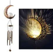 Moon Solar Wind Chime, Moon Wind Chimes Outdoor Garden Wind Chimes Solar Moon