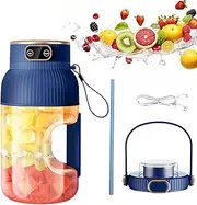[Mesen] Portable Blender Smoothie Maker 10 Blades, USB-C Rechargeable Personal Mixer, 1200 ml Juicer Cup for Juice Shakes and Smoothies, for Travel, Office & Sports (Blue)