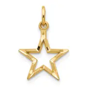10k Yellow Gold Diamond-Cut Flat Back Star Charm