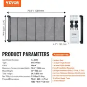 Retractable Baby Gate 34 Inch Tall Mesh Safety Gate for Kids and Pets Wide For