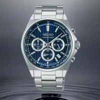 在飛比找momo購物網優惠-【SEIKO 精工】CS系列 條紋三眼計時腕錶 41mm-藍
