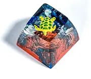 DATKEY Green Turtle Artisan Keycap With Blue Background - Aesthetic Custom Keycaps for Gaming - Cute Resin Keyboard Keycaps - Turtle Gifts for Gamer Man On Anniversary