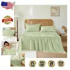 Elegant Mint Green Silk Bed Sheets Set - 16" Deep Pocket for Ultimate Comfort