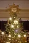 Mirrored Gold Star Tree Topper Anthropologie Gilded NIB Brass Wood Stand