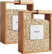 Cereal Containers Storage, 2Pcs Food Storage Container, Bamboo Rice Dispenser with Removable Lids, Kitchen Cereal Containers