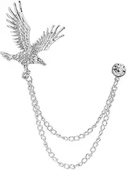 [MOOOK25JEWELRY] Eagle Hanging Chain Brooch for Men - Elegant Lapel Pin Badge with Chains Brooch
