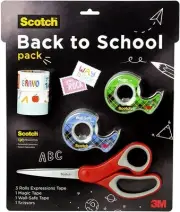 Scotch Back to School Pack, Includes 1 Pair Multi-Purpose Scissors, 3 Rolls...