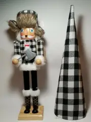Woodland Santa Nutcracker With Tree 15" Rustic Cabin Lodge Decor Christmas