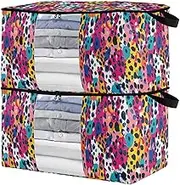 sanluoli 90L 2 Pack Bed Sheet Storage Containers with Reinforced Handles, clear window Closet Containers For Organizing