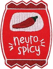 [Pinstant] Neurospicy Neuro Spicy Sauce Packet Chili Neurodivergent ADHD Autism Autistic 3.2" Iron On Embroidered Patch for Clothing