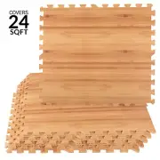 Stalwart 6 Pack EVA Foam Tiles, 24 SQFT Puzzle Mats for Floor, Natural
