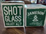 Jameson Irish Whiskey Vintage Shot Glass Glasses In Box Collect 7 Letter M RARE