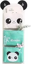 JSEIAJB Cotton and Linen Wall Hanging Bag Multi-Layer Sundries Wall Hanging Door Rear Storage Bag(White-Dinosaur Doodle4)