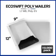10000 9x11 EcoSwift Poly Mailers Plastic Envelopes Shipping Mailing Bags 1.7MIL