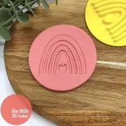 Rainbow Heart Cookie Cutter Stamp Fondant Embosser