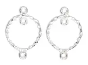 2 Sterling Silver 15mm Hammered Open Circle Earring Link Connectors *
