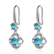 2PCS Copper Women's Fashion Jewelry Long Tassel Flower Retro Hook Earrings