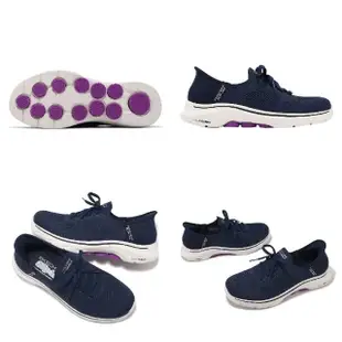 【SKECHERS】休閒鞋 Go Walk 7-Via Slip-Ins 女鞋 藍 套入式 緩衝 輕量 健走鞋 懶人鞋(125213-NVPR)