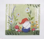 Birds of a Feather Running Gnome Handpainted Needlepoint Canvas