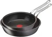 [Tefal] H912S217 Jamie Oliver Cooks Classic Induction Non-Stick Hard Anodised Twin Pack FP 24/28cm, Black