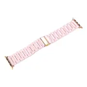 Rose Gold Three Pearl Ceramic Watch Band For Apple 1/2/3/4/5/6 Watch 38 40 41MM - Pink