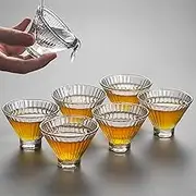 Rxcvkmw 6-piece set Japanese style glass tea cup, glass tea set, sake cups, kung fu tea set, Chinese tea set