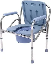 Z&y GLAa Toilet Seat Commode Portable Shower Chair,Bedside Commode with Toilet Style Seat,Extra Wide with Bucket Splash Guard Comfortable Durable/Blue