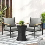 Livsip Outdoor Patio Set Ice Bucket Black Table Sofa Setting 3pcs
